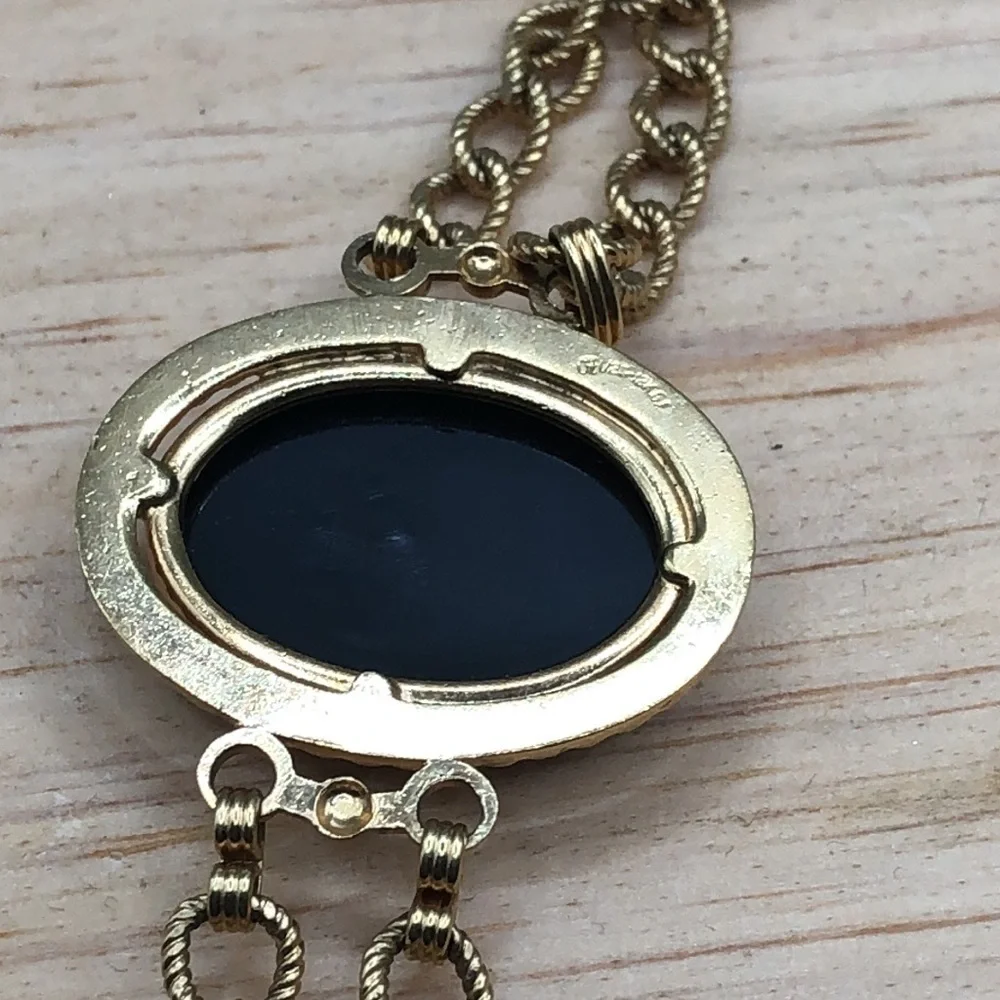 Vintage 12k Gold Filled GF Victorian Lady Cameo Chain Bracelet Makers Mark